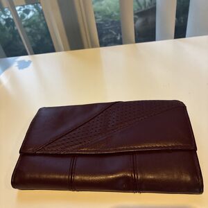 Roger Gimbel Vintage Genuine Leather Wallet KISS-Lock Closure-woven front Detail